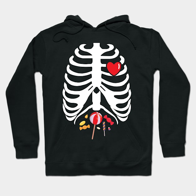 Skeleton Rib Cage X-Ray Heart Candies Happy Halloween product Hoodie by BUBLTEES